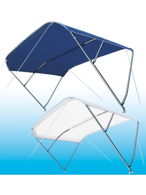 Bimini/Naptető 185cm 3tagú Rozsdamentes, fehér 140cm magas