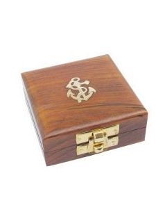 Díszdoboz, fa/réz, horgonyos