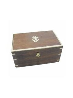 Díszdoboz, fa/réz, horgonyos