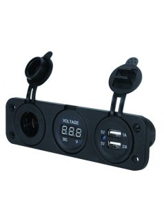 USB töltő szivargyújtó, voltmérő