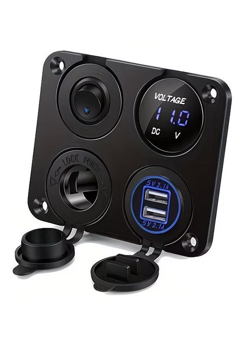 Kapcsolótábla Usb+Voltmérő+Szivargy.