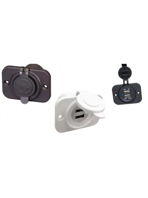 USB töltő, ledes, fehér