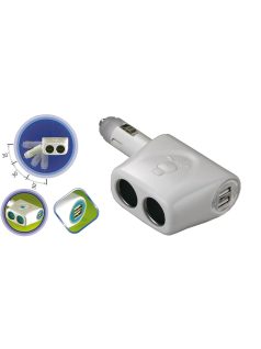 Szivargyújtó dugó, elosztó+2db USB csatlakozó