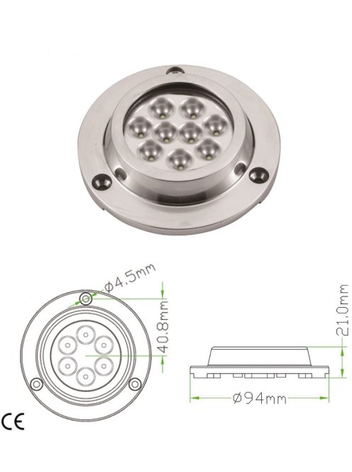 Vízalatti lámpa FEHÉR 9LED  /underwater/ Rozsdamentes