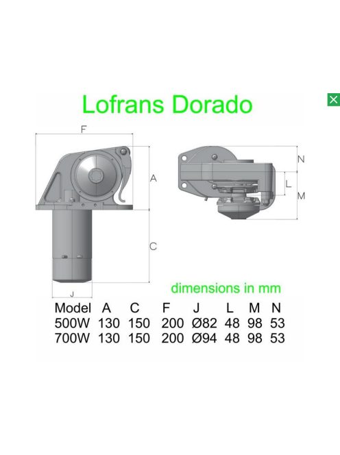 Horgonycsörlő 12V 500W Lofrans' Dorado 6mm-es lánchoz.