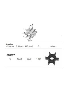 Vízlapát/impeller 500377Mercruiser/Parsun/Tohatsu