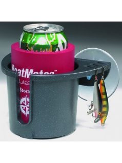   Pohártartó tapadókorongos, horogtartóval, szürke, műanyag